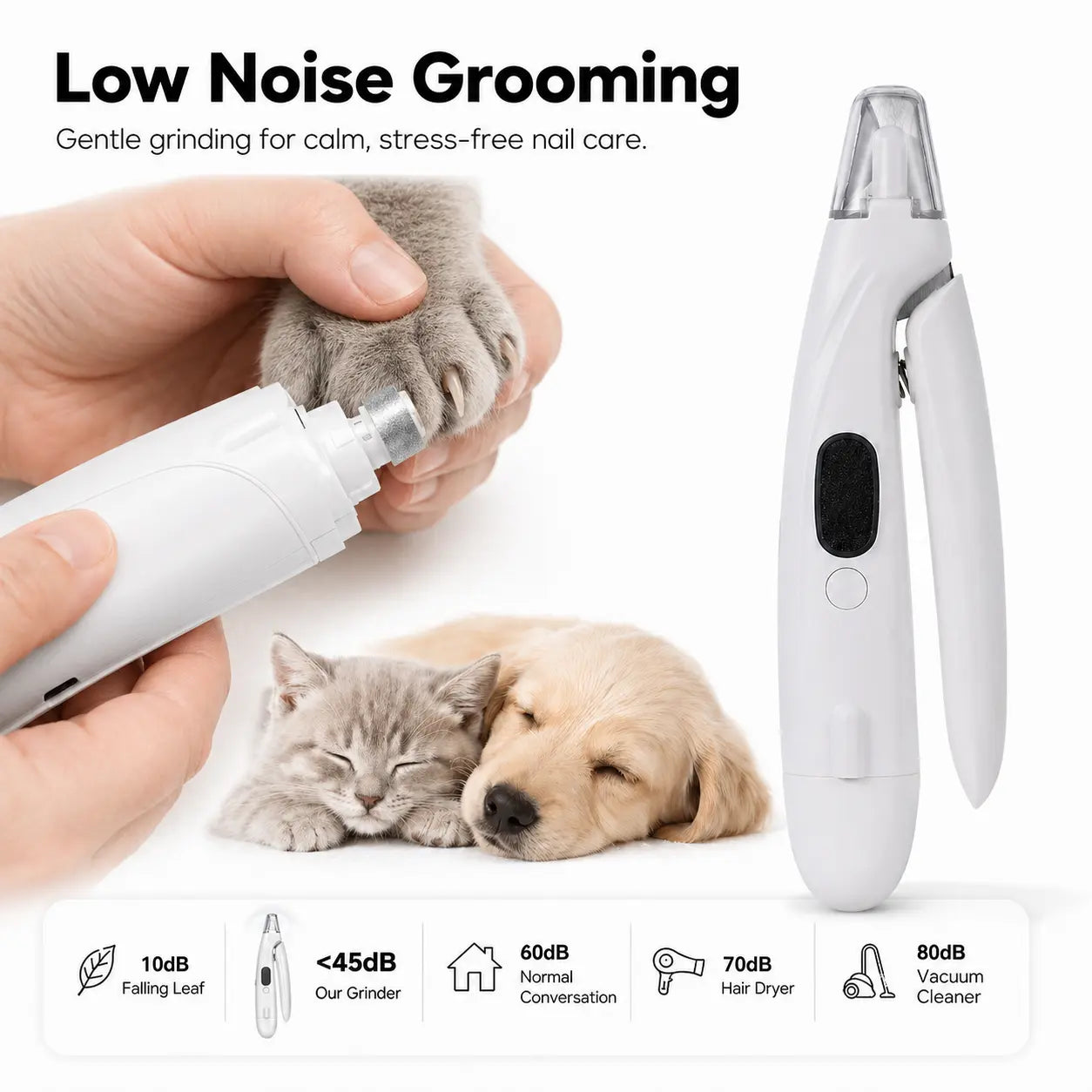 Premium Rechargeable Pet Nail Clipper and Grinder with Integrated Catcher and LED Light - Versatile Grooming Tool for Dogs and Cats of All Sizes