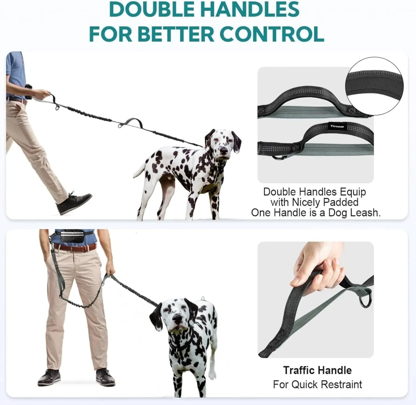 Pipidodo Hands-Free Dual Dog Leash with Waist Bag and Cushioned Pad - Effortless, Tangle-Free Walking for Two Dogs