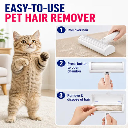 Reusable White Pet Hair Removal Roller - 20 cm Wide Lint and Fur Cleaner for Sofas, Carpets, Bedding, and Pet Mats - Effortless One-Touch Empty Grooming Tool for Cat and Dog Hair Cleanup