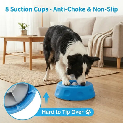 3-in-1 Interactive Suction Slow Feeder Dog Lick Bowl with Integrated Treat Ball and Cleaning Brush, No-Spill Anti-Slip Mat for Yogurt, Peanut Butter, and Liquid Treats