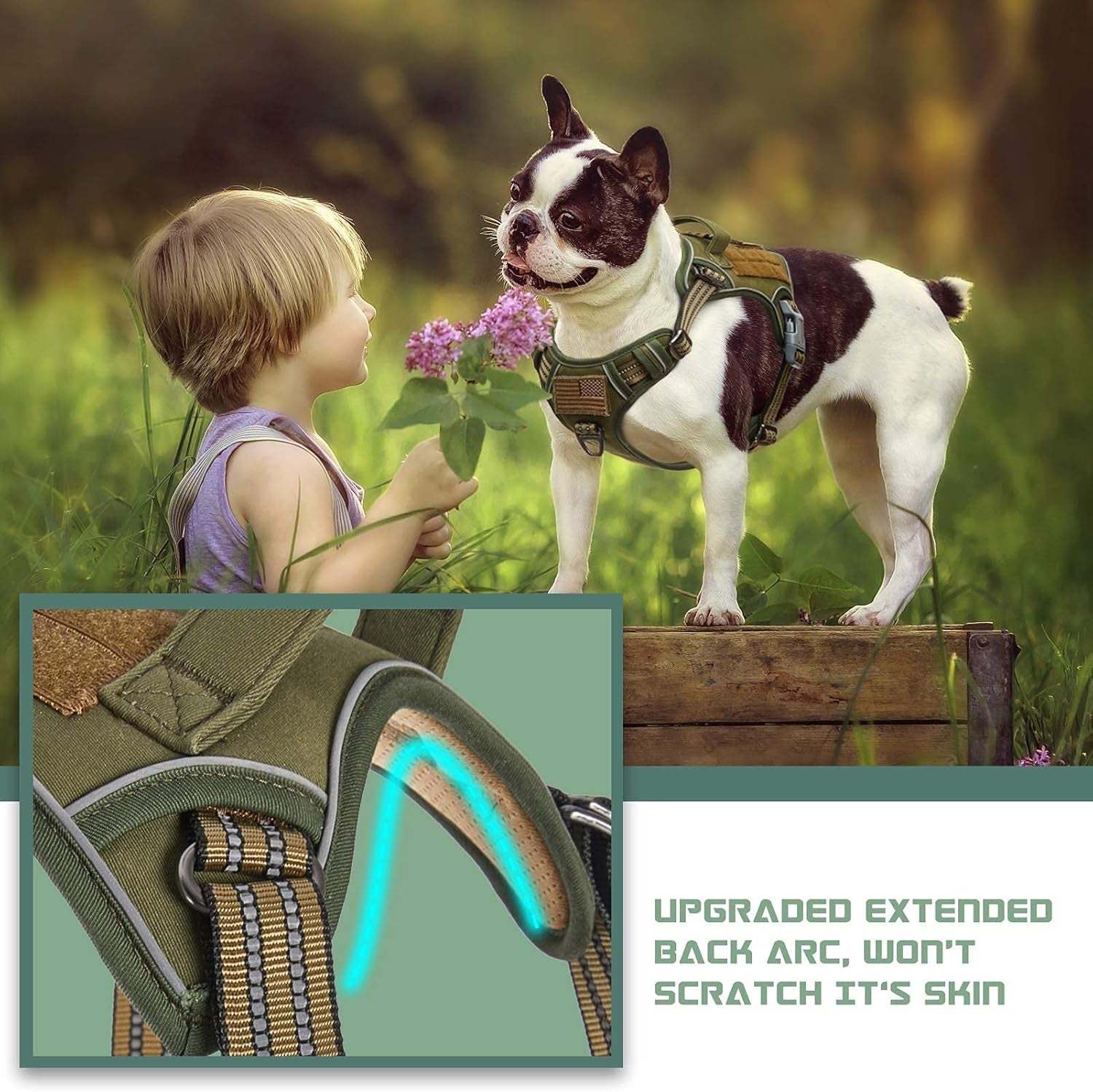 Professional Tactical Dog Harness for Medium Breeds - No-Pull Design, Reflective Training Vest with Adjustable Fit and Handle, Green M