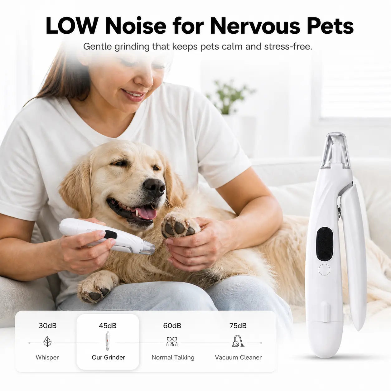 Premium Rechargeable Pet Nail Clipper and Grinder with Integrated Catcher and LED Light - Versatile Grooming Tool for Dogs and Cats of All Sizes