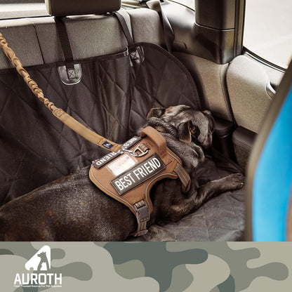 Heavy-Duty Bungee Dog Leash for Medium to Large Breeds, Shock Absorbing No-Pull Design with Car Seat Belt Attachment, Dual Padded Handles, Available in 4.5FT and 6FT Lengths for Training