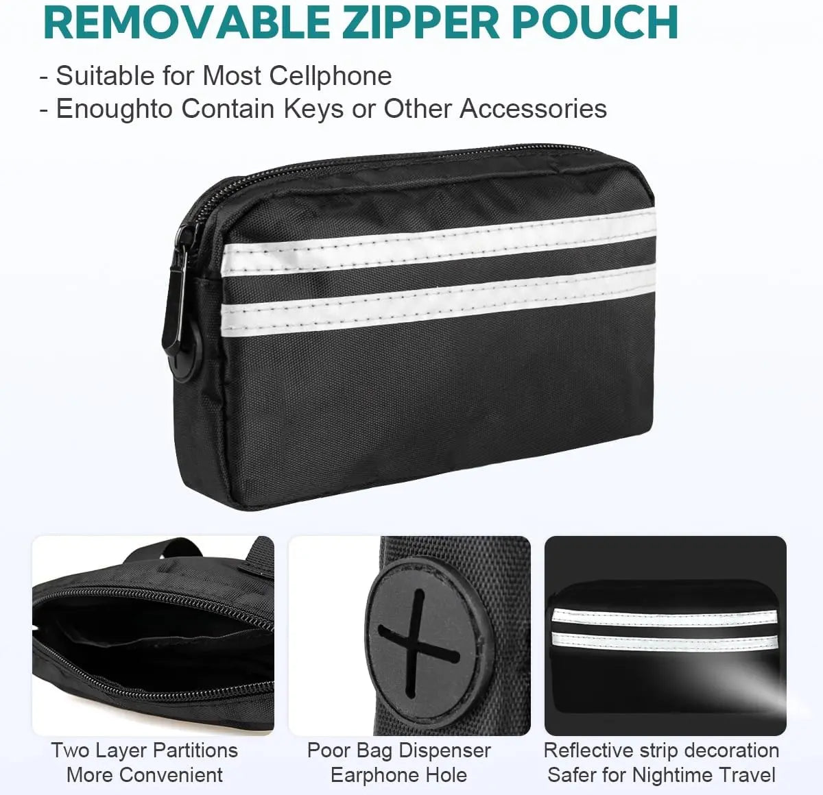 Pipidodo Hands-Free Dual Dog Leash with Waist Bag and Cushioned Pad - Effortless, Tangle-Free Walking for Two Dogs
