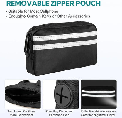 Pipidodo Hands-Free Dual Dog Leash with Waist Bag and Cushioned Pad - Effortless, Tangle-Free Walking for Two Dogs