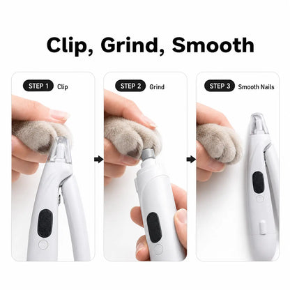 Premium Rechargeable Pet Nail Clipper and Grinder with Integrated Catcher and LED Light - Versatile Grooming Tool for Dogs and Cats of All Sizes