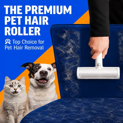 Reusable White Pet Hair Removal Roller - 20 cm Wide Lint and Fur Cleaner for Sofas, Carpets, Bedding, and Pet Mats - Effortless One-Touch Empty Grooming Tool for Cat and Dog Hair Cleanup