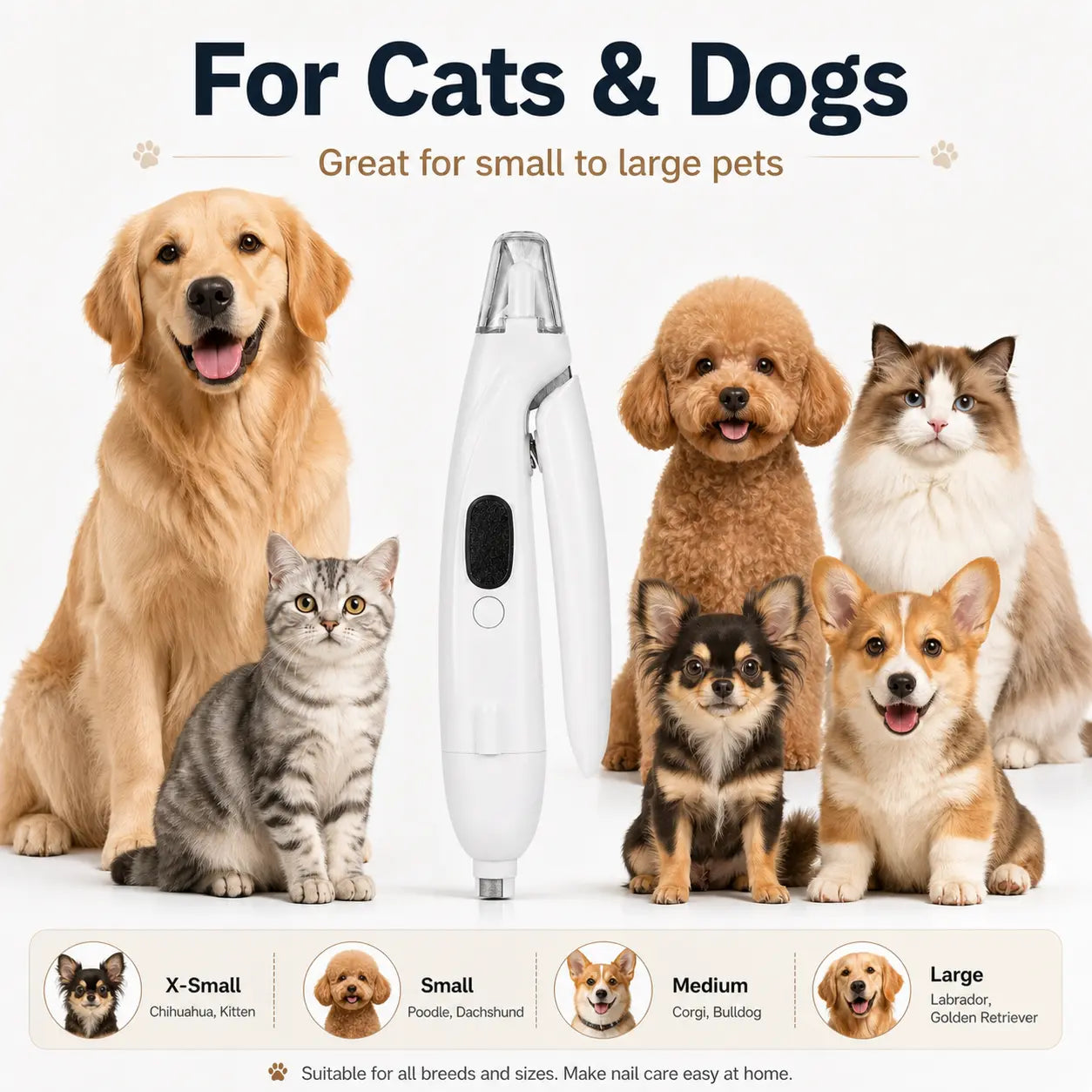 Premium Rechargeable Pet Nail Clipper and Grinder with Integrated Catcher and LED Light - Versatile Grooming Tool for Dogs and Cats of All Sizes
