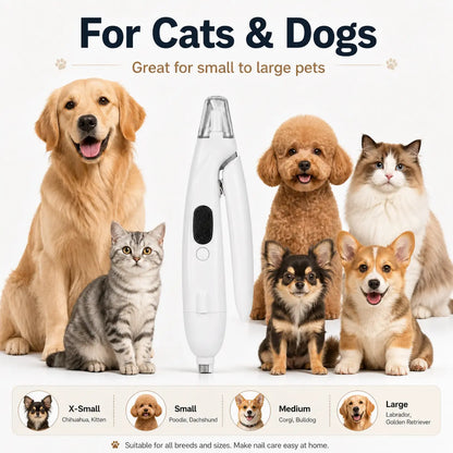 Premium Rechargeable Pet Nail Clipper and Grinder with Integrated Catcher and LED Light - Versatile Grooming Tool for Dogs and Cats of All Sizes