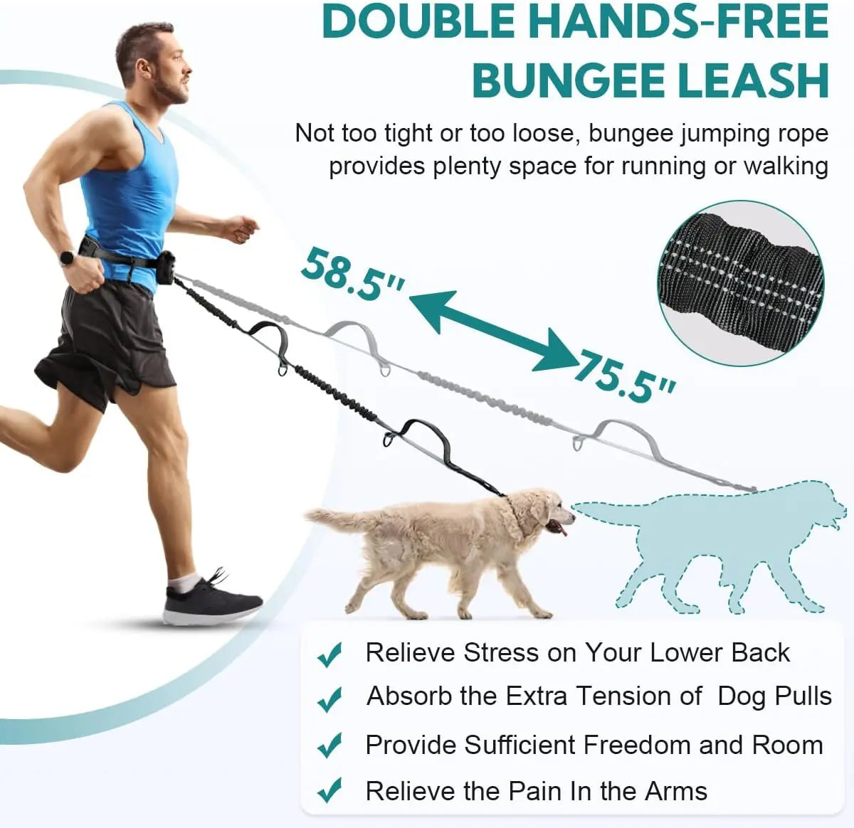 Pipidodo Hands-Free Dual Dog Leash with Waist Bag and Cushioned Pad - Effortless, Tangle-Free Walking for Two Dogs