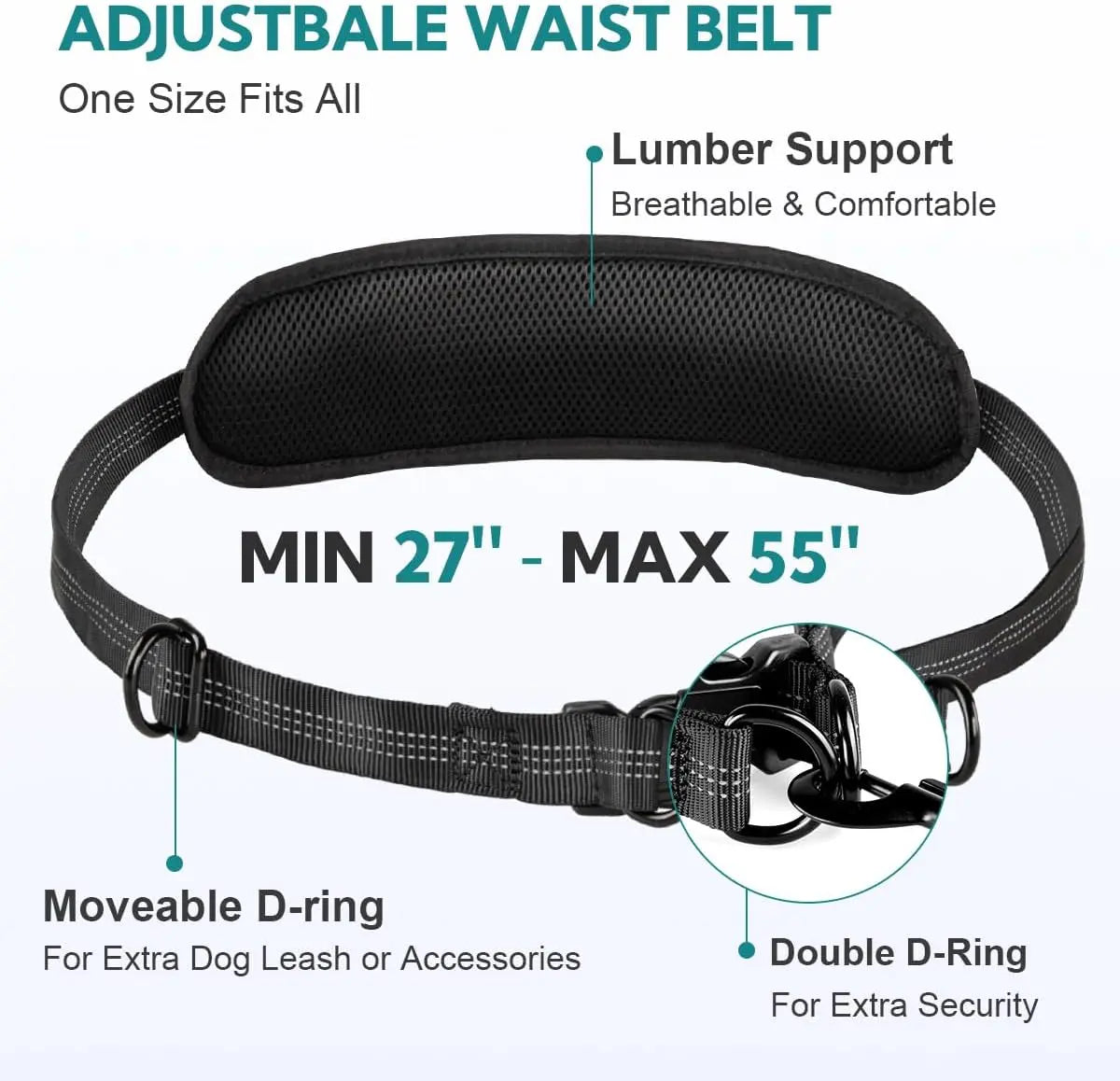 Pipidodo Hands-Free Dual Dog Leash with Waist Bag and Cushioned Pad - Effortless, Tangle-Free Walking for Two Dogs